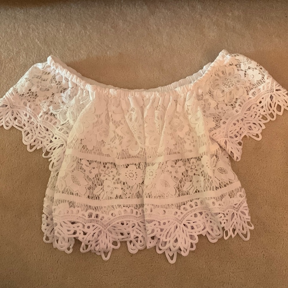 Free People off the shoulder lace crop top